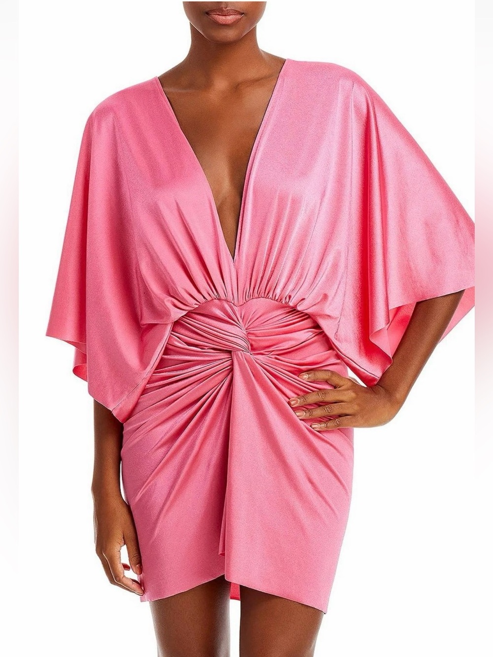 Baobab  Mia Mini Beachwear Cover-Up Pink  Knot-Front V-Neck Dress size Small